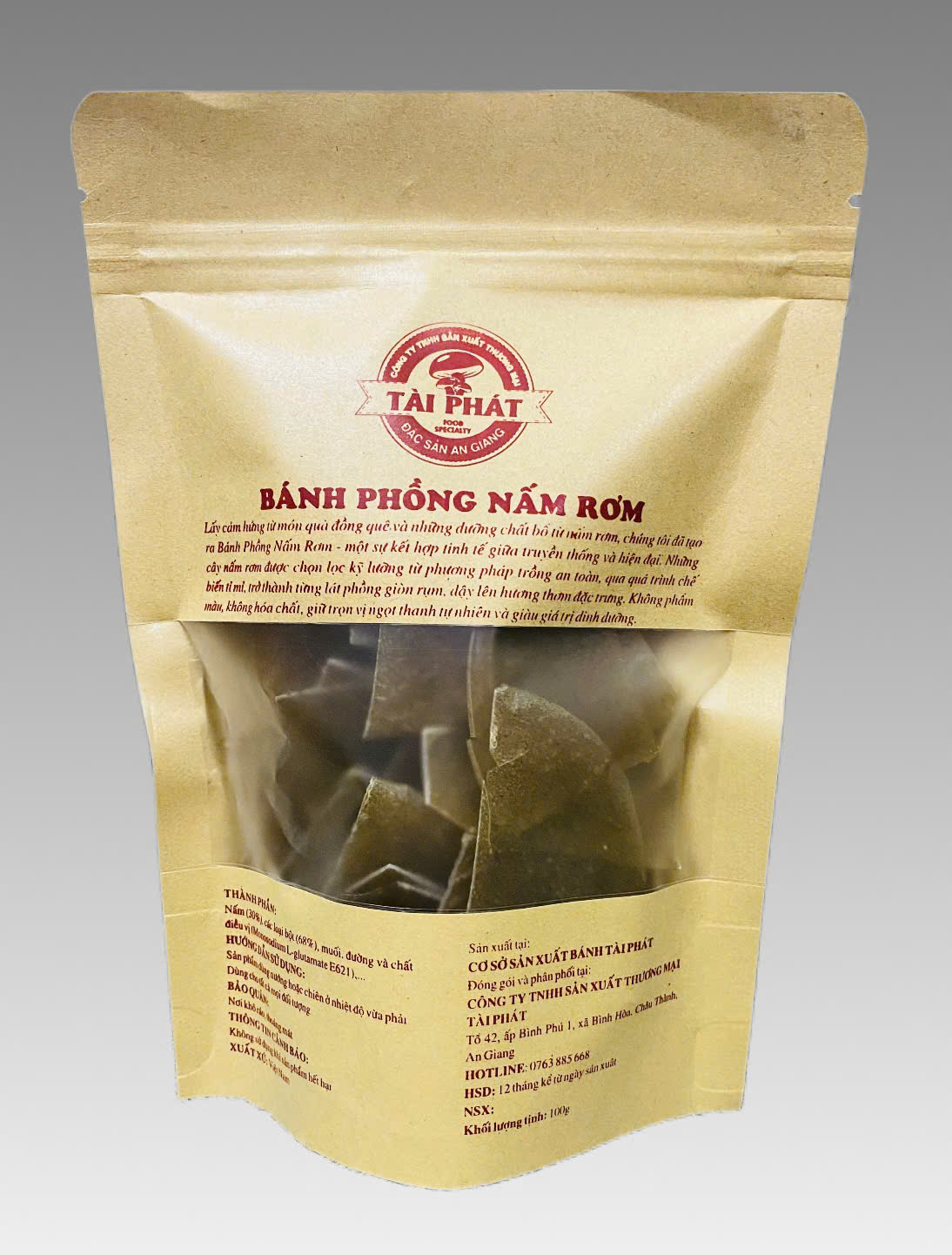 Bánh phồng Nấm Rơm - loại 30% nấm