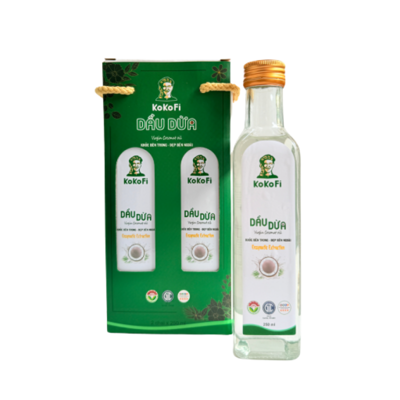 Dầu Dừa Nguyên Chất KoKoFi 250ml - 1 Chai Thuỷ Tinh