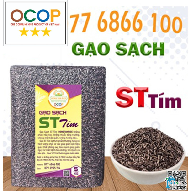 Gạo thơm ST Tím Hồng Tân - OCOP 3 SAO