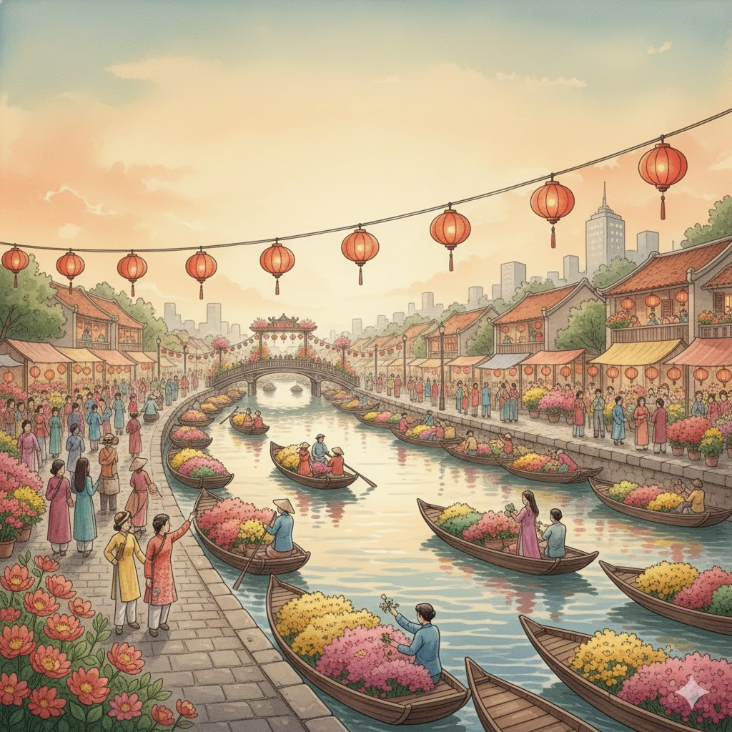 Chợ hoa xuân ”Trên bến, dưới thuyền” sẽ kéo dài 2 tuần | THDT