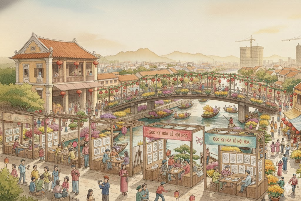 Khu Trải Nghiệm ”Góc ký họa Lễ Hội hoa”